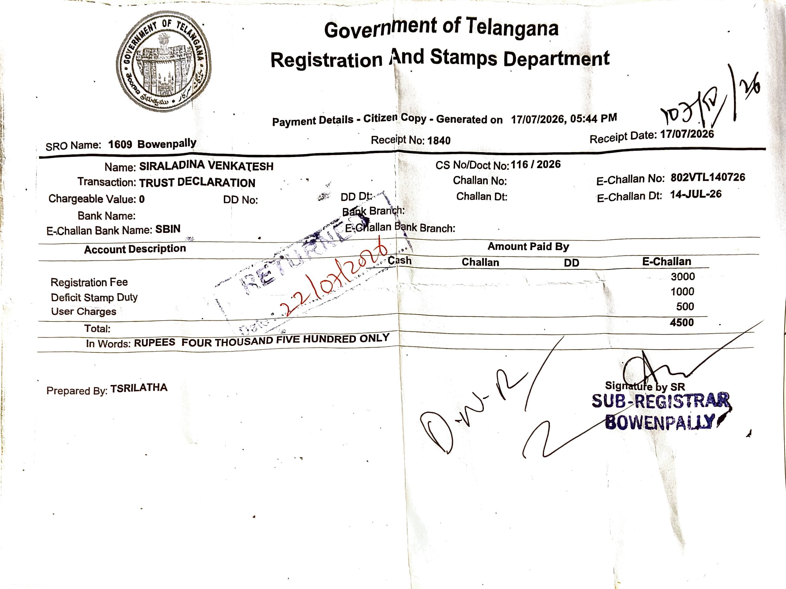 Registered Trust Deed Page 1